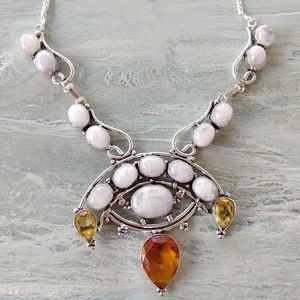 Beautiful natural moonstone  citrine necklac